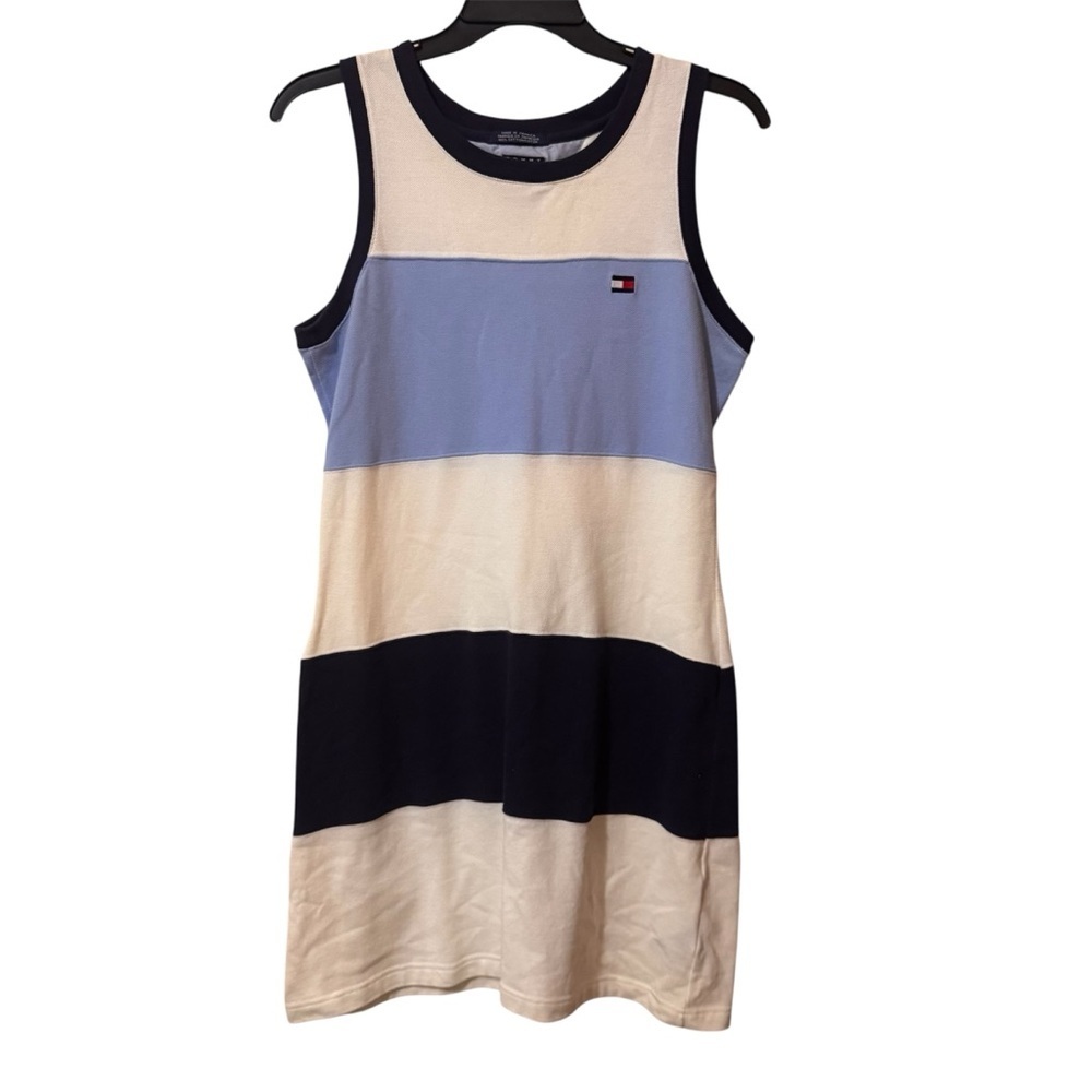 Tommy Hilfiger Women's Striped Mini Dress - Blue, Cream, Black size L